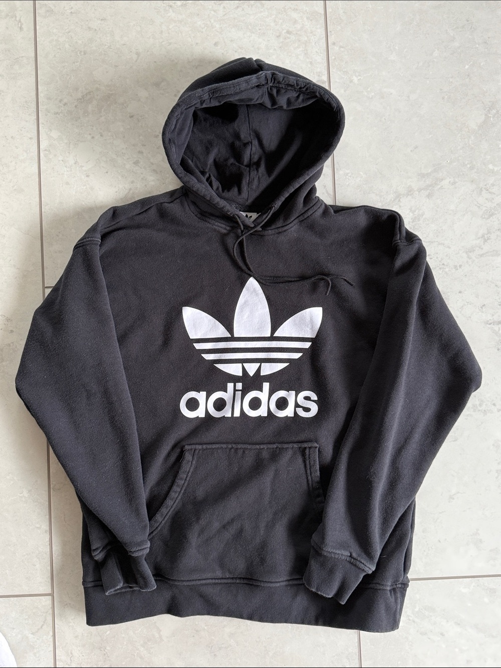 adidas men’s Medium Black Hoodie with White Logo